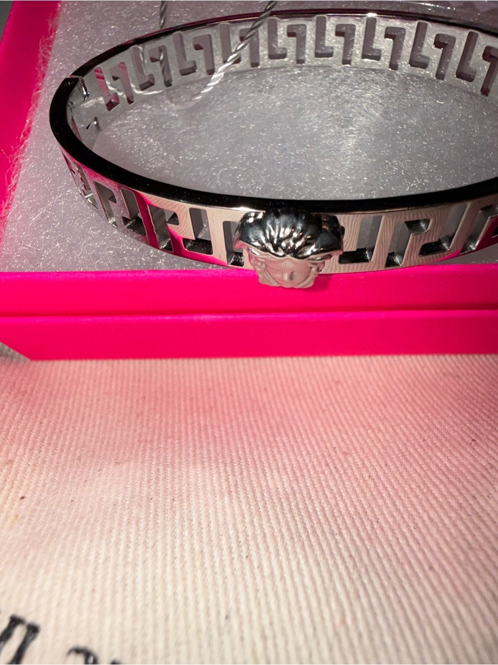 Silver Greek Key Medusa Accent Bracelet - Women's Silver Fashion Bracelet